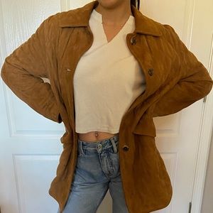 Vintage quilted suede leather jacket